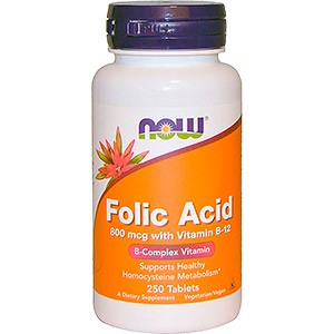 Now Foods, Folic Acid with Vitamin B-12, 800 mcg