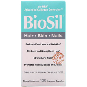 BioSil by Natural Factors, ch-OSA, улучшенный источник коллагена, 120 вегетарианских капсул