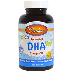 Carlson Labs, Kids Chewable DHA, Bursting Orange Flavor