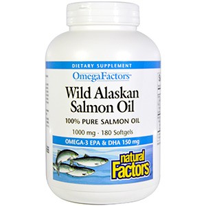 Natural Factors, Omega Factors, Масло лосося из Аляски, 1000 мг