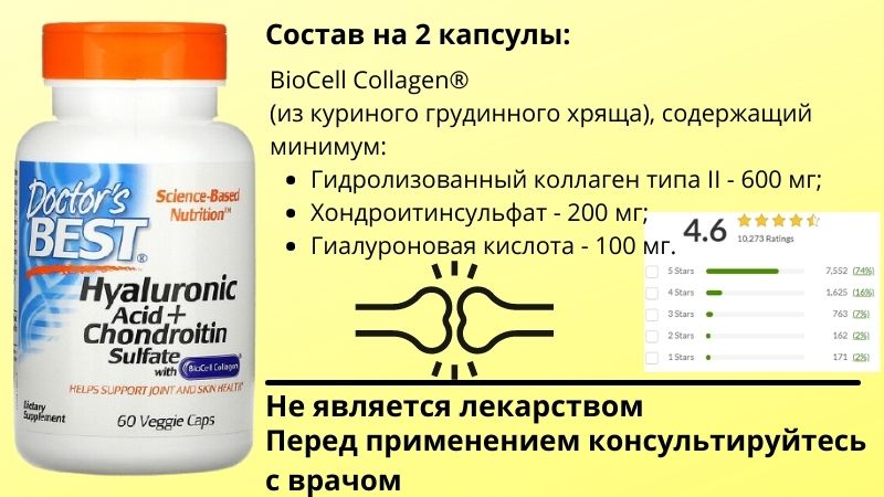 Гиалуроновая кислота с сульфатом хондроитина в капсулах состав