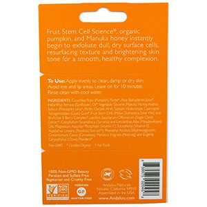 Andalou Naturals, Instant Brightening, маска для лица, тыква и мед, 8 г