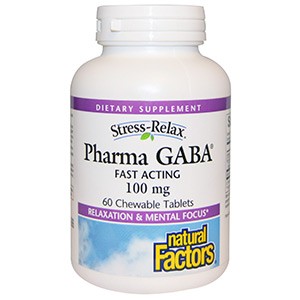 Natural Factors, Stress-Relax, Pharma GABA, 60 жевательных таблеток