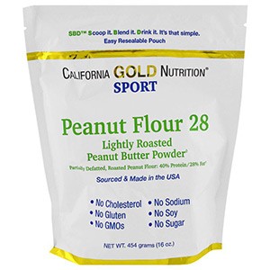 California Gold Nutrition, CGN, Порошок арахисовой пасты, 28% жира, без глютена