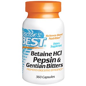 Doctor's Best, Горькая настойка из бетаина гидрохлорида, пепсина и генцианы