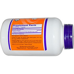 Now Foods, Cayenne, 500 мг, 250 капсулы