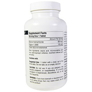 Source Naturals, Бетаина гидрохлорид, 650 мг, 180 таблеток