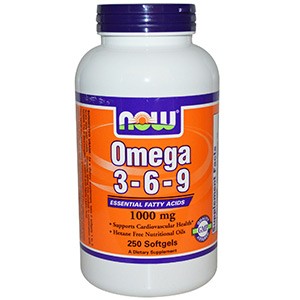 Now Foods, Омега 3-6-9, 1000 мг, 250 гелевых капсул