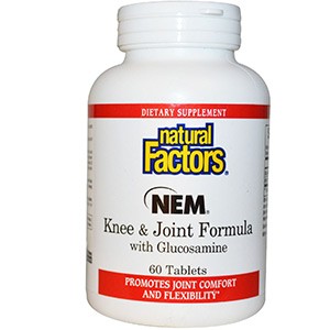 Natural Factors, Состав для колен и суставов - NEM с глюкозамином