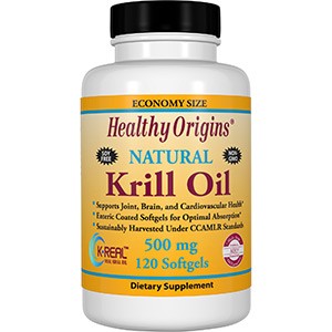 Healthy Origins, Масло криля, натуральный ванильный вкус, 500 мг, 120 мягких капсул