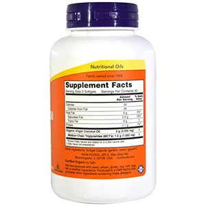 Now Foods, Кокосовое масло первого отжима, 1000 мг, 120 желатиновых капсул