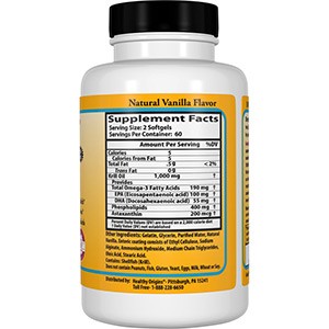 Healthy Origins, Масло криля, натуральный ванильный вкус, 500 мг, 120 мягких капсул