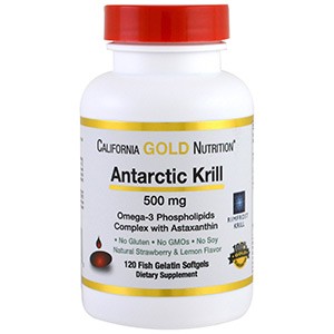 California Gold Nutrition, Жир арктического криля, с астаксантином, RIMFROST, натуральный клубничный и лимонный вкус