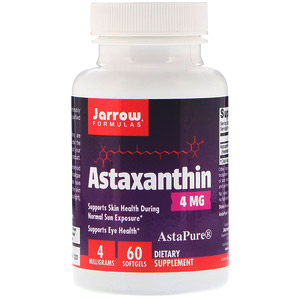 Jarrow Formulas, Астаксантин, 4 мг, 60 мягких желатиновых капсул