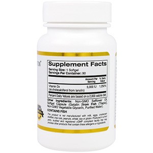 California Gold Nutrition, Витамин D3, 5000 IU
