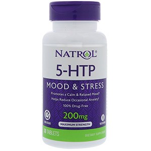 Natrol, 5-HTP, медленное высвобождение, максимальная сила