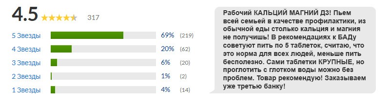 отзыв на кальций магний витамин D3