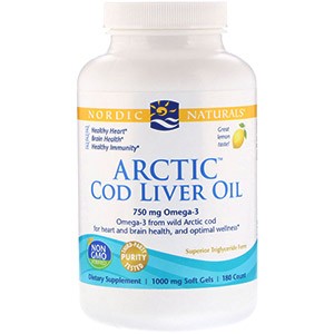 Nordic Naturals, Масло печени арктической трески, со вкусом лимона, 1000 мг, 180 желатиновых капсул