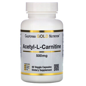 California Gold Nutrition, SPORT, Ацетил-L-карнитин, 500 мг, 60 растительных капсул