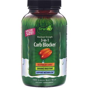 Irwin Naturals, 3-in-1 Carb Blocker, блокатор углеводов 3-в-1, максимальный эффект, 150 желатиновых капсул