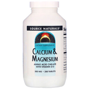 Source Naturals, Кальций и магний, 300 мг, 250 таблеток