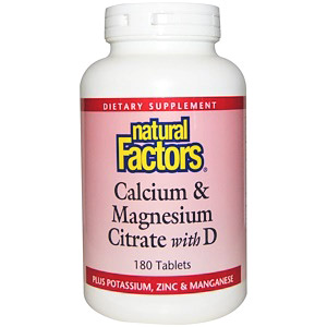 Natural Factors, Цитрат кальция и магния, с витамином D, 180 таблеток