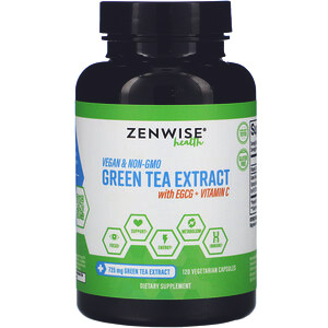 Zenwise Health, Экстракт зеленого чая с EGCG и витамином C, 120 растительных капсул