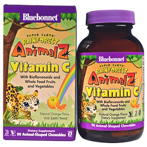 Bluebonnet Nutrition, Super Earth, Rainforest Animalz, витамин С