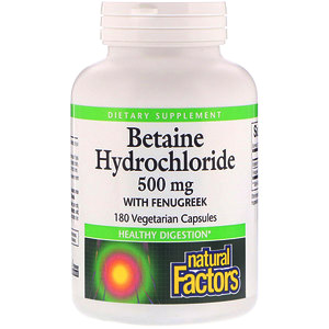 Natural Factors, Бетаина гидрохлорид с пажитником