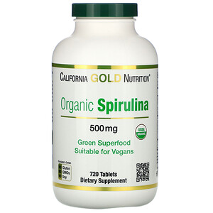 California Gold Nutrition, Organic Spirulina, USDA Organic, 500 mg, 720