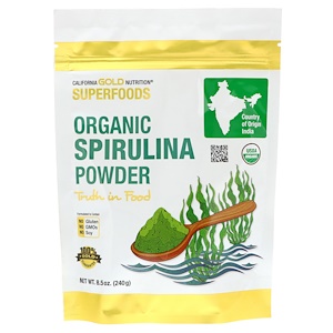 California Gold Nutrition, Superfoods, органический порошок спирулины, 240 г