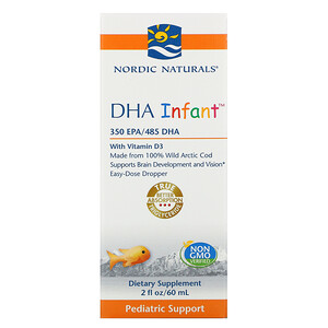 Nordic Naturals, Докозагексаеновая кислота (ДГК) с витамином D3 для младенцев