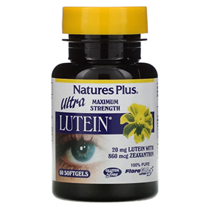 Nature's Plus, Ultra Lutein, максимальная сила, 20 мг, 60
