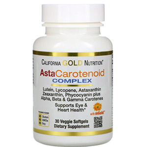 California Gold Nutrition, AstaCarotenoid, комплекс с лютеином, ликопином и астаксантином, 30
