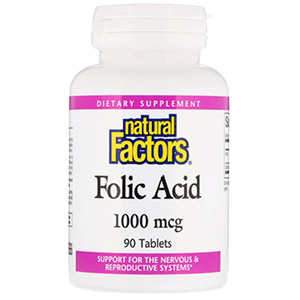 Natural Factors, Фолиевая кислота, 1000 мкг, 90