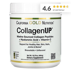 California Gold Nutrition, CollagenUP, морской гидролизованный коллаген, гиалуроновая кислота и витамин C, без вкусовых добавок, 464 г