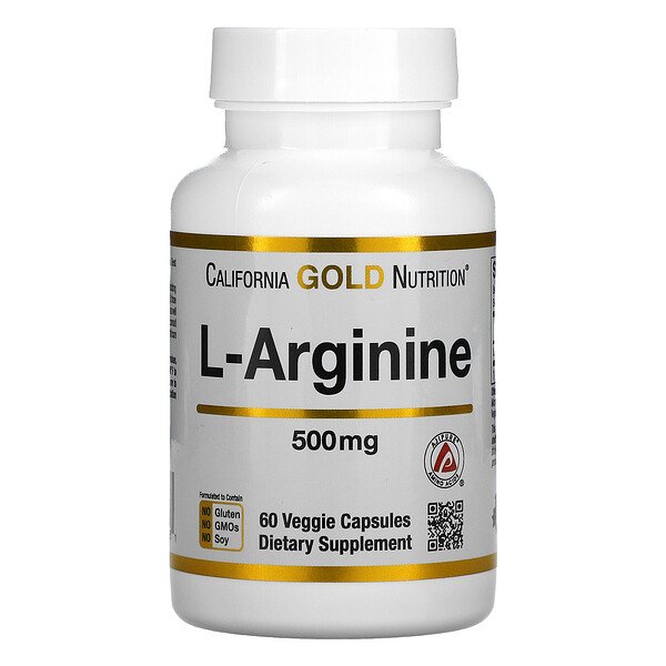 California Gold Nutrition, AjiPure, L-аргинин, 500 мг, 60 растительных капсул