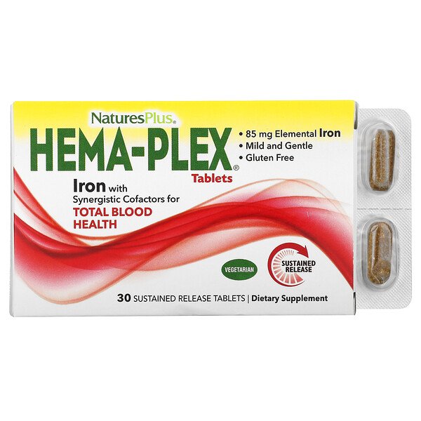 Nature's Plus, Hema-Plex, 30 таблеток с длительным высвобождением